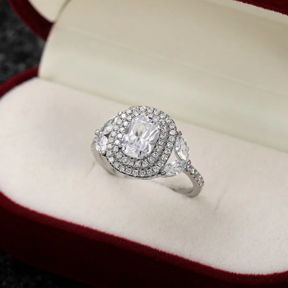 😍Crystal Shiny Large Oval Macro Pave Wedding Romantic Ring for Women, K872